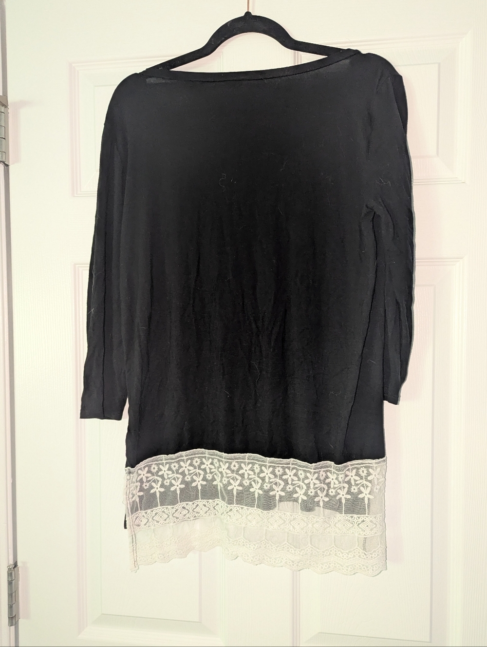 Black Tunic with White Lace Hem Size XL